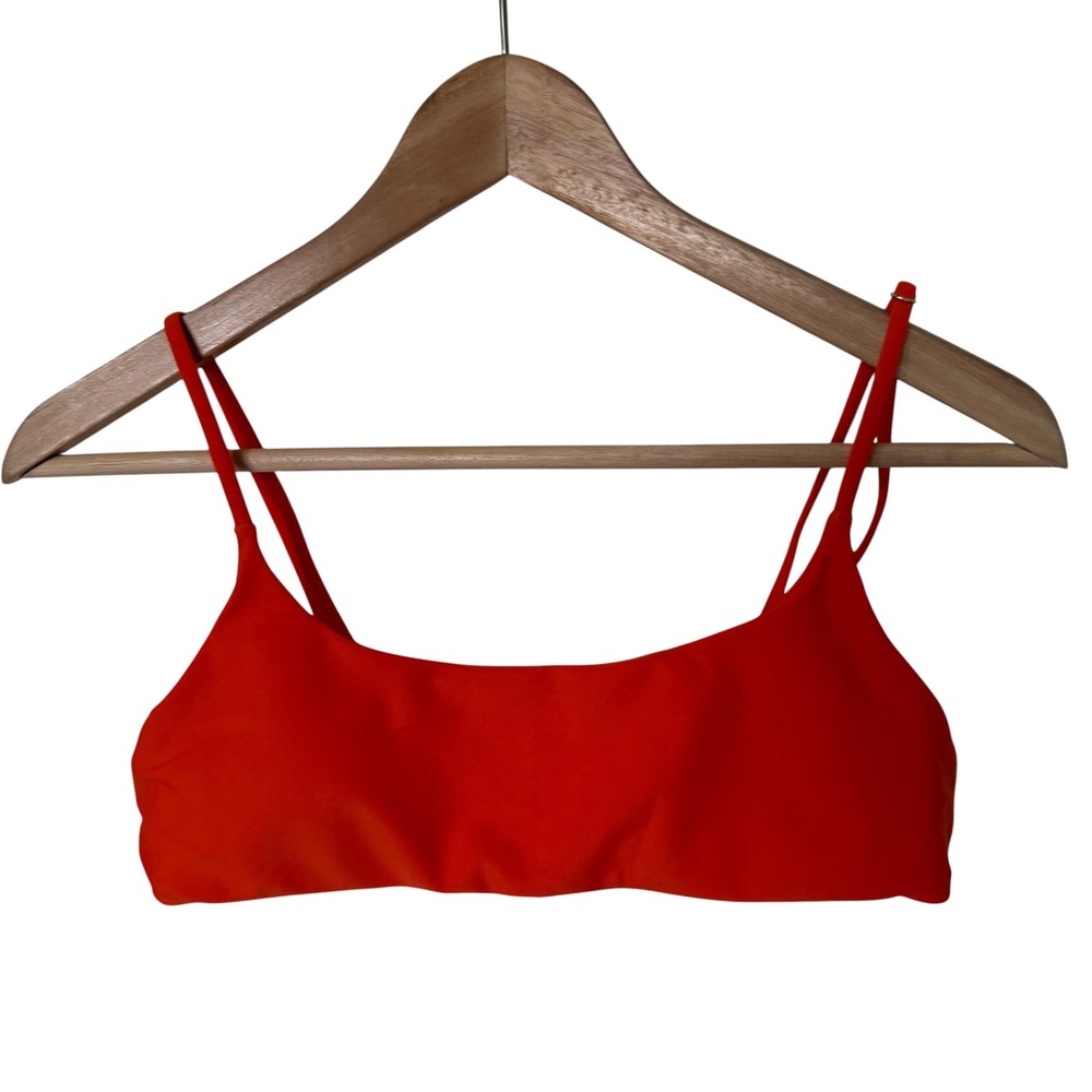 SHEIN Bikini Top Womens Medium Orange Red Excellent Adjustable Straps Scoop Neck
